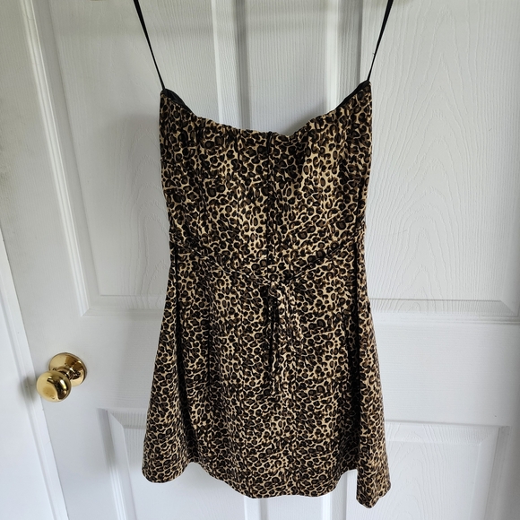Kopa Leopard Print Strapless Dress Glam Retro Party S - Picture 2 of 6